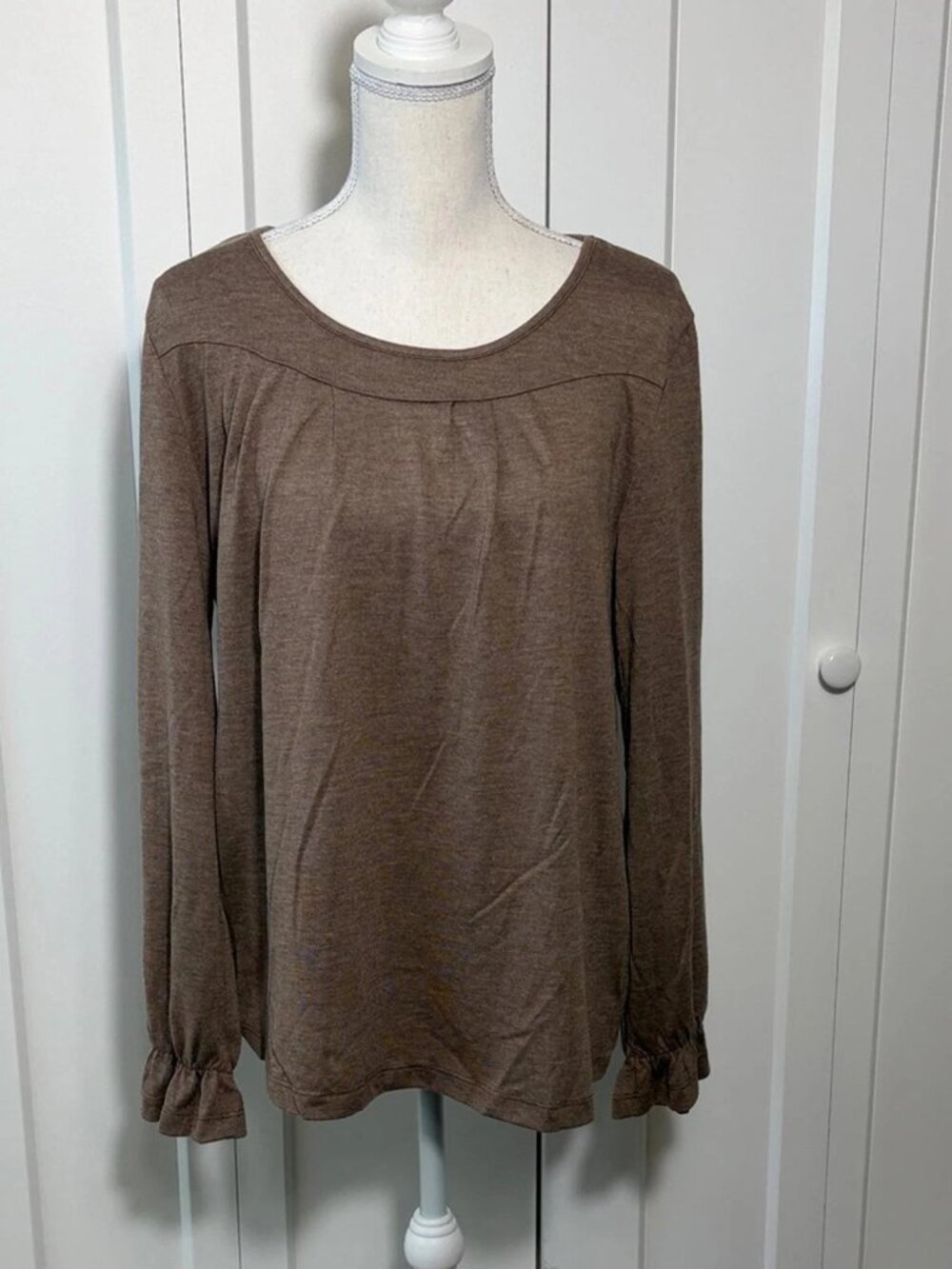 Lintico Brown Long Sleeve Cashmere Wool Women's Top Large